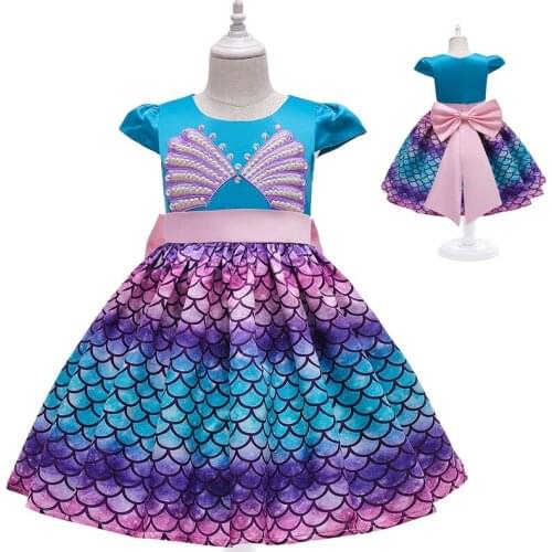 VOGUEON Kids Baby Girls Little Mermaid Dress Ariel Dresses Princess Party Pageant Cosplay Costume Fancy Children Dress Clothes