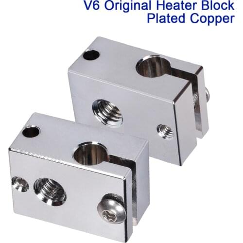 Plated Copper High Quality V6 Heater Block Dual Extrusion Fit MK8 Nozzle 3D Printer Parts V6 Hotend Titan Extruder J-head PT100