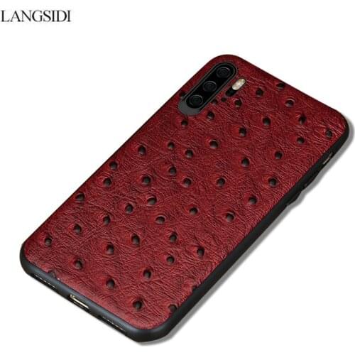 Genuine Leather protective case for huawei P30 Ostrich Grain phone case for huawei P30 pro Lite P20 pro P SMART Honor 8x 10