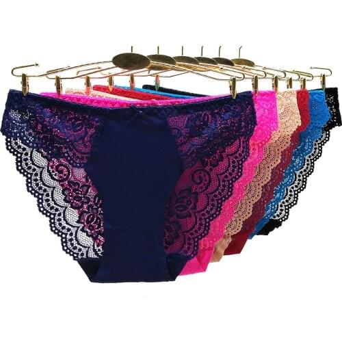 Moonflame 5 Pcs / Lot Female Underwear Low Rise Nylon Sexy Lace Womens Panties 89461