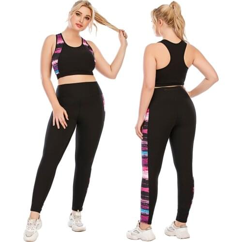 Women Plus Size Workout Yaga Sets Gym Tracksuit Fitness Sport Clothes for Women Sportswear Sportsuits for Female Large Size Bras