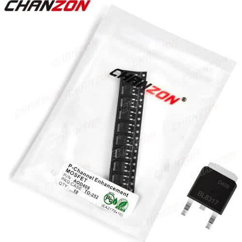 10Pcs AOD409 TO-252 N-Channel Enhancement Mosfet Transistor Bipolar Junction BJT Triode Tube Fets SMD -26A Integrated Circuits