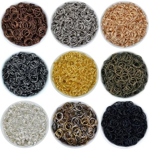 200pcs Rose Gold&Gun Black Silve Plated Tone Metal Loops Open Jump Rings Necklace Close Tool Ring DIY Jewelry Findings Making