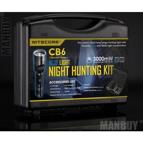 2020 NITECORE CB6 Blue + White Light CREE XP-G2 LED NIGHT HUNTING KIT Outdoor Camping Fishing Tactical Flashlight Lantern BOXSet