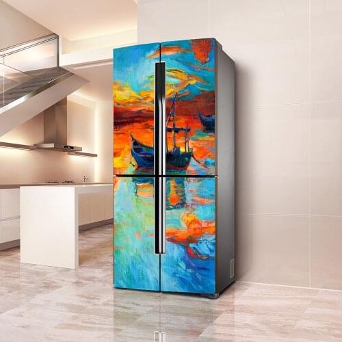 3D Refrigerator Sticker Door Cover Renovation Decals Vinyl Fridge Stickers Wallpapers Mural Art Kitchen Decor