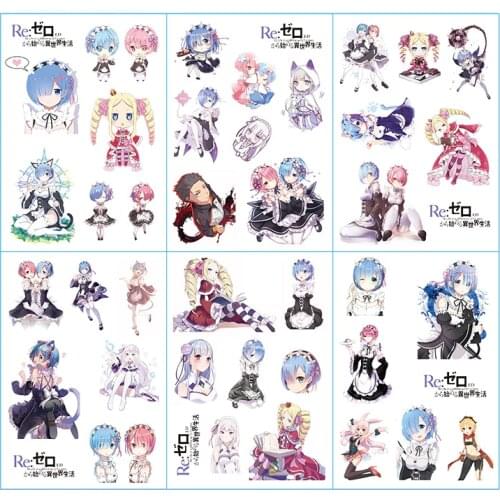 6pcs/lot Re:Life in a different world from zero Anime Stickers Pegatinas Book Sticker Pack Toys Skateboard Doodle Sticker