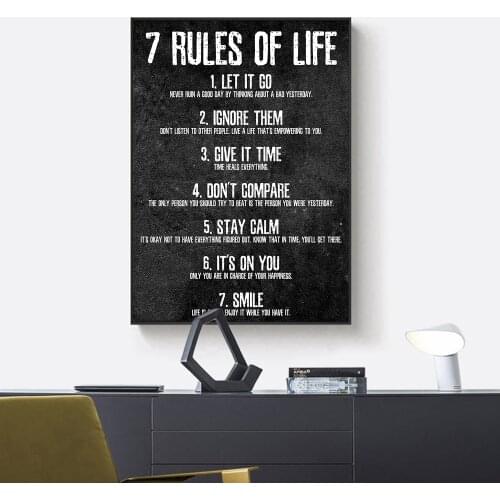 7 Rules of Life Watch Your Thoughts Motivational Posters and Prints on The Wall Canvas Painting Wall Art Picture for Living Room