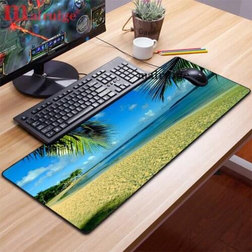 Beach Wave Big Mouse Pad PC Game Console Mouse Pad Non-slip Desk Pad Key Desktop Pad Suitable for Keyboard Carpet Promotion CSGO