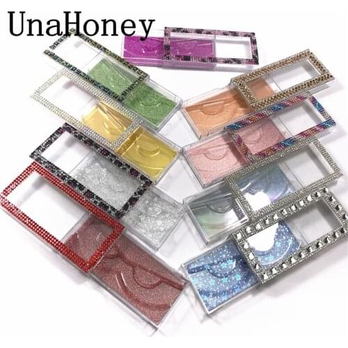 Colored diamonds NEW wholesale lash case eyelash packaging box lash boxes packaging glitter sliding plastic case with clear tray