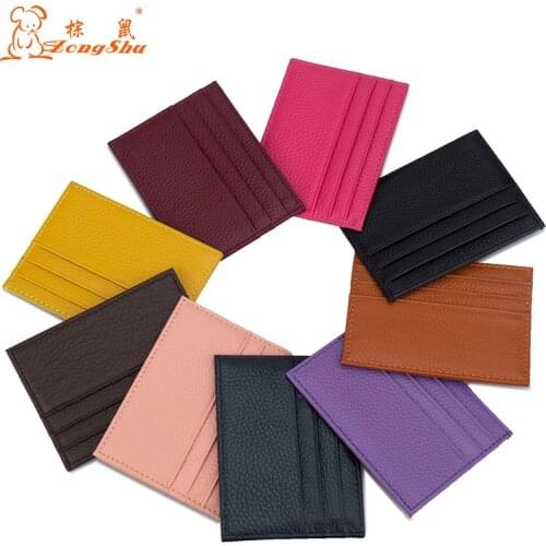 100% cow genuine leather credit card holder candy color travel card cover multi card slot slim card wallet (Custom available)