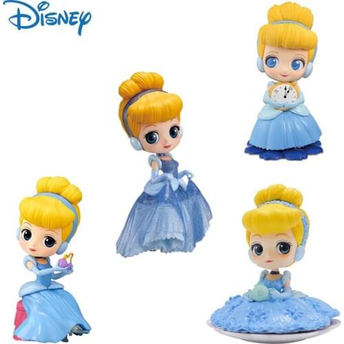 Disney Genuine Q Posket Cinderella Cartoon Anime Figures Dolls Princess Action Figure Cute Collection Model Girl Gifts Kids Toys