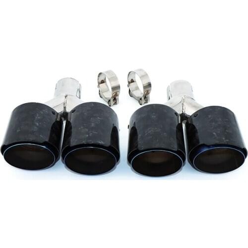 Exhaust pipe silencer tail throat Y-shaped carbon fiber forged bright double outlet 304 stainless steel grilled blue tail SZ014