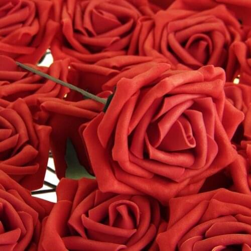 50pcs/lot Red Foam PE Rose Artificial Flowers for Home Decoration/Bridal Wedding Decor Flower Silk Bouquet Bridal Bridesmaid