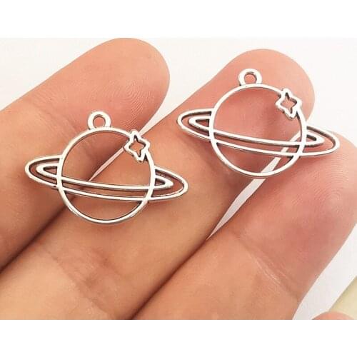 JINDINSP 10pcs 27x19mm Antique Silver Color Universe Charms Pendant For Jewelry Making DIY Jewelry Findings Designer charms