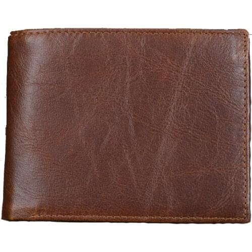 Handmade Leather Wallets For Man High Quality Vintage Male Short Wallet Oil Cow Leather ID Name Card Holder Driver License Cover