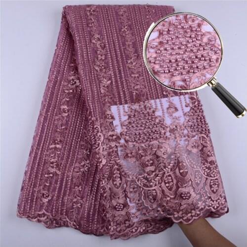 New Design Onion African Mesh Lace Fabric High Quality Nigerian Tulle Lace French Net Lace With Beads And Stones For Dress S1399