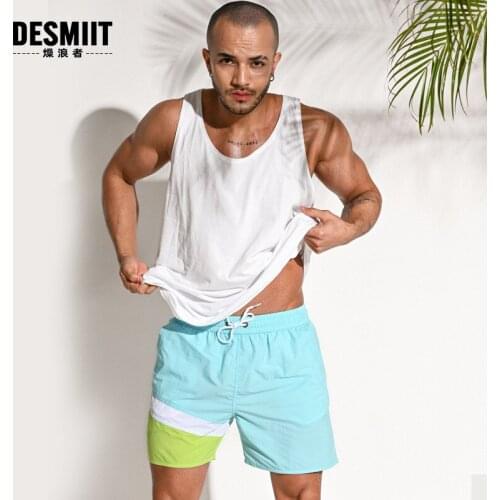 Summer Splicing Mens Swimming Trunks Loose Breathable Beach Shorts Swimsuits Sports Wear Surf Board Shortsswimwear Bathing Suit