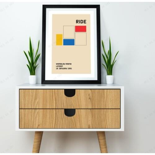 Ride - Live London 1991 Bauhaus Art 90s Rock Illustration Shoegaze Canvas Poster Print Alternative Design Mike Slobot Modern