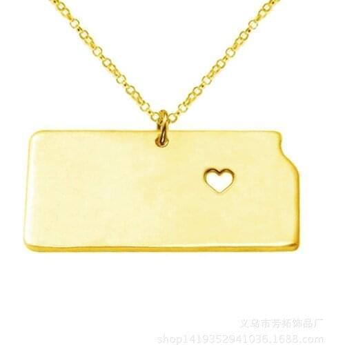 Trendy, USA state map of Kansas not embroidered with steel pendant necklaces