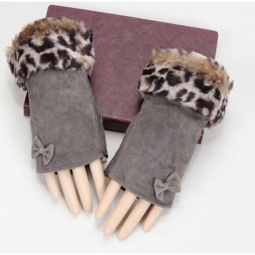 Fashion Elastic Faux Rabbit Thicken Hair Gloves Women Girls Winter Warm Mittens Fingerless Soft Stretch Gloves