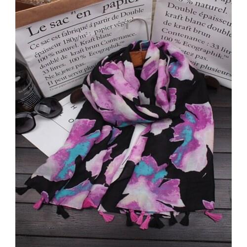 2018 Fashion Ombre Flower Print Tassel Scarves And Shawls Floral Print Wrap Hijab Wholesale 10pcs/LOT Free Shipping