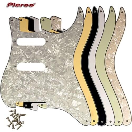 Pleroo Custom Guitar Parts - For ST Blank SS Pickguard 6 hole US spec Strat no bridge pu route various