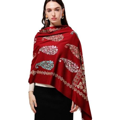 Luxury women Embroidery scarf high quality thick warm winter scarves cashmere shawls and wraps ladies pashmina bandana echarpe