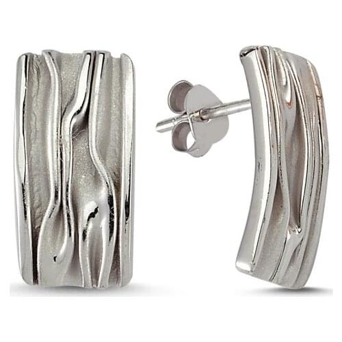 Silverlina Silver Sterling Rectangular Wrinkled Earrings