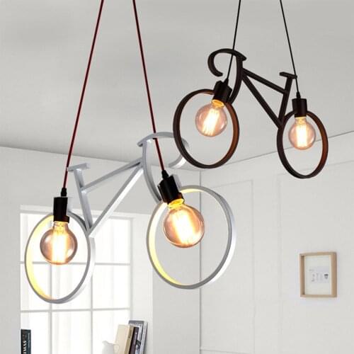 Nordic Creative Bicycle Iron Chandelier 61*37cm black white bike droplight Restaurant Children Room Bedroom lighting fixture