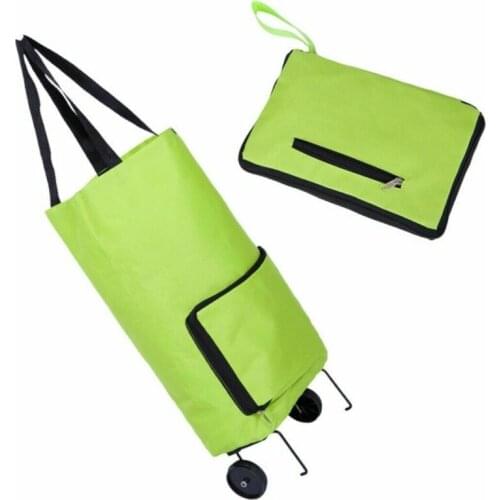 Foldable Trolley Bag Portable Shopping Cart Folding Home Travel Luggage Green