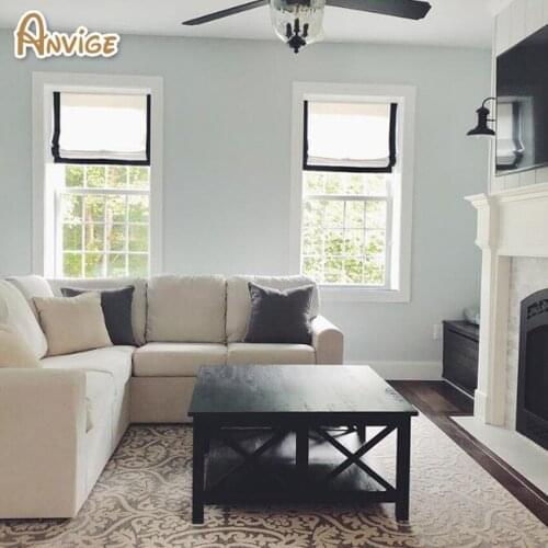 Anvige Modern Cotton/Linen Fabric Customized Roman Shades Window Curtain For Living Room