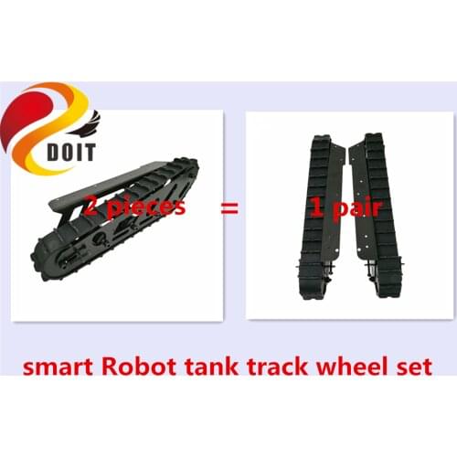 SZDOIT 15KG Large Load 2pcs Smart Robot Tank Track Wheel Kit Rubber Track + Metal Wheel + Steel Bracket for RC Robot Parts