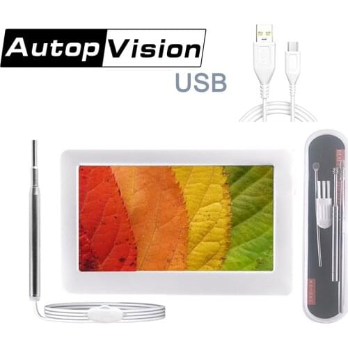 Ear Endoscope 3 In 1 Ear Cleaning Tool HD Visual Ear Spoon Multifunctional Earpick 3.9mm Mini Camera 4.3inch Screen Ear Otoscope