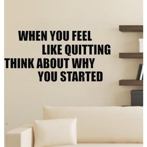 When You Feel Like Quitting Fitness Motivational Quote Vinyl Wall Stickers Sport Workout Poster Inspirational Gym Wall Decal