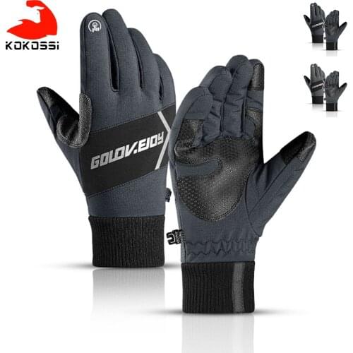 KoKossi Full Finger Winter Windproof Cycling Gloves Outdoor Men Women Waterproof Non-slip Motorcycle Bike Touch Screen Gloves