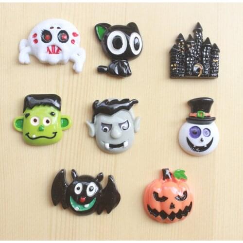 10pcs/lot DIY flatback resin Halloween skull cat castle pumpkin resin cabochons accessories