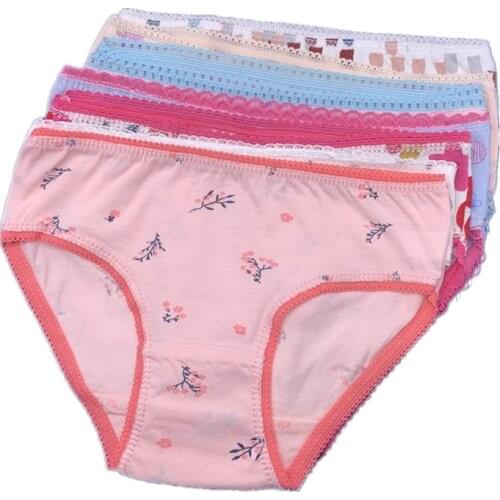 12pcs/LOT Cotton Panties Girls Kids Short Briefs Underwear Child Cartoon Underpants Suit 1-12Y