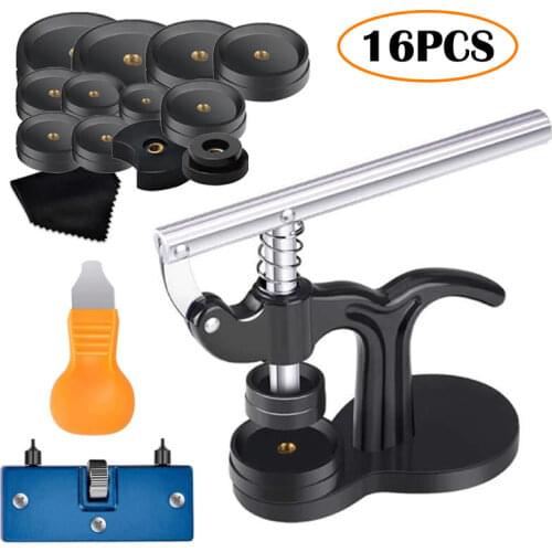 16PCS/Set Watchmaker Watch Repair Tool Tabletop Capper Watch Case Opener Pry Knife Watch Back Cover Remover Battery Replacement