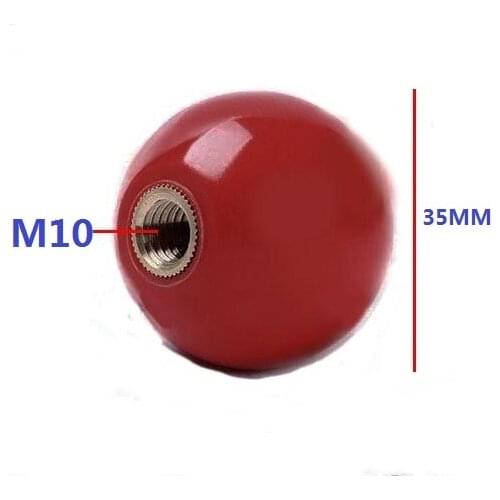 2pcs/LOT M10*35mm RED Ball Knob Copper Insert Machine Tool Replacement 10mm Thread 35mm Ball Diameter Bakelite Ball Lever Knob