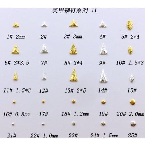 200pcs/pack Korea Alloy Nail Art Parts Scrub Rivets Studs Triangle Leaf Oval Metal Accessories for Women Photothera Polish DIY