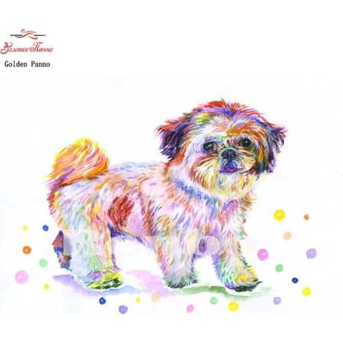 3d Diamond Embroidery Shih Tzu Animal pet Dog Diamond Art watercolor Cross Stitch Diamond Painting Full Square Wall Decor 12
