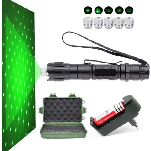 8000m super far radiation laser 5mw green laser sight adjustable focus burning laser with 18650 battery combination