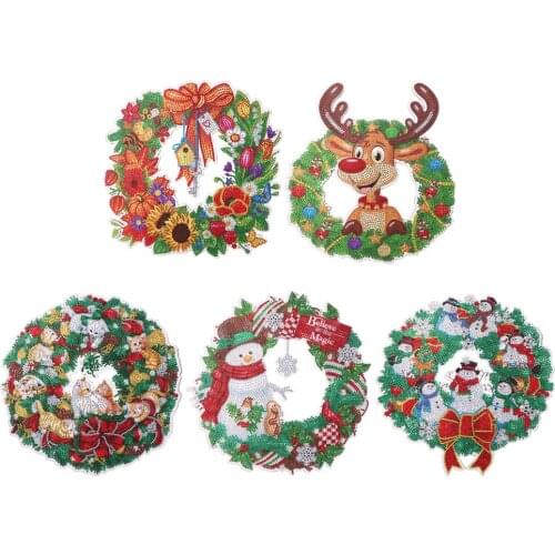 5D DIY Diamond Painting Crystal Wreath Kits Mosaic Art Crafts Rhinestone Drawing Garland Door Wall Hanging Decoration Gifts