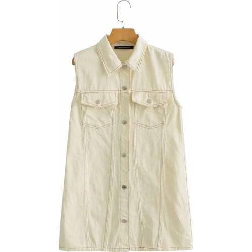 Basics Shirt Collar Sleeveless Mini Denim Skirt DLQZ1200