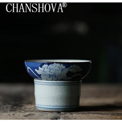 CHANSHOVA Chinese retro style crackle ceramic tea ifilters accessories tea strainer filter 2-piece set Teaware Accessories H699
