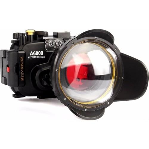 Meikon 40M/130ft Underwater Housing case for sony A6000 support 16-50mm lens Waterproof Camera Case with fisheye and red filter