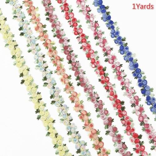 Flower Embroidered Lace Trim trimmings Knitting Wedding Lace Embroidered DIY Patchwork Ribbon Sewing Supplies Craft