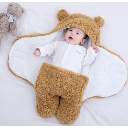 Baby Sleeping Bag Ultra-Soft Fluffy Fleece Newborn Receiving Blanket Infant Boys Girls ClothesSleeping Nursery Wrap Swaddle