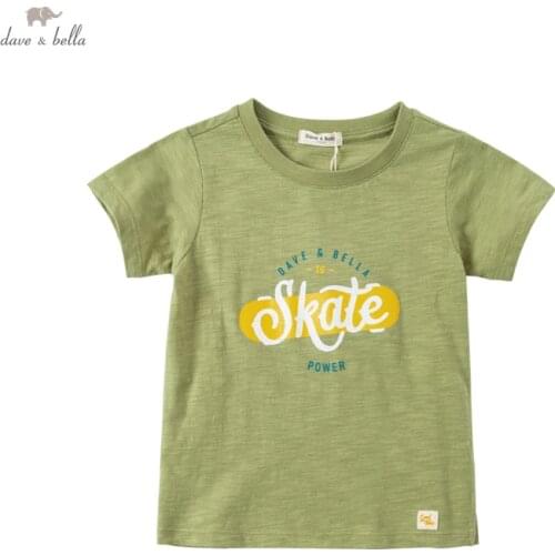 DKS16645 dave bella summer 5Y-13Y kids boys fashion cartoon letter patchwork T-shirt children boy high quality fashion tees