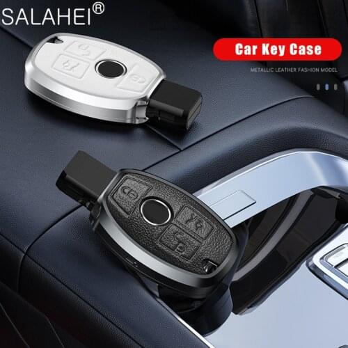Colorful Aluminum Alloy Leather Car Key Case For Mercedes Benz CLS CLA GL R SLK AMG A B C S Class Remote Holder Car Accessories